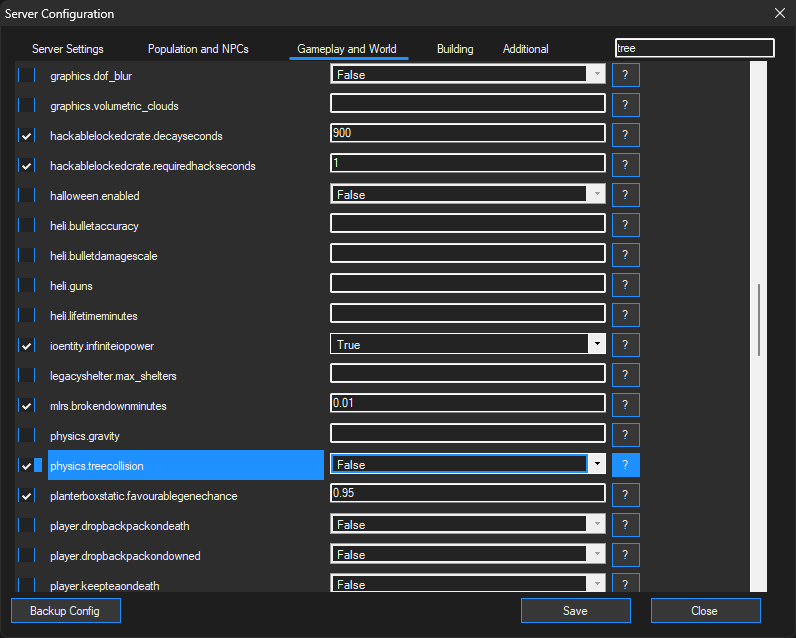 Server Config Search Bar